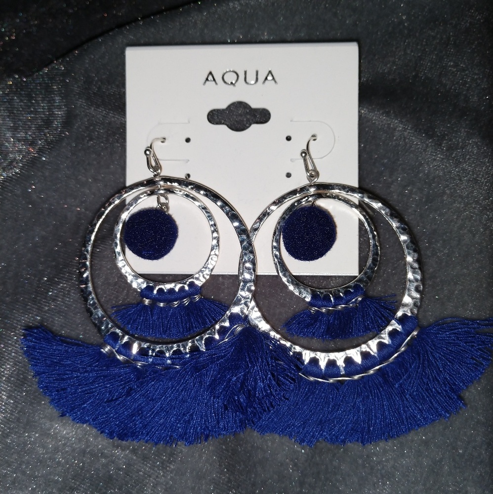AQUA Lauren Ball & Tassel Hoop